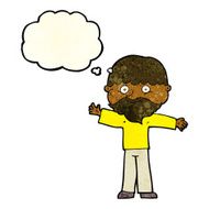 cartoon happy man with beard thought bubble N13