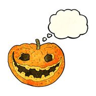 cartoon spooky pumpkin with thought bubble N6