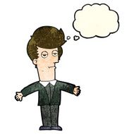 cartoon bored man with thought bubble N14