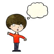 cartoon shocked boy with thought bubble N10