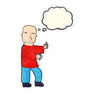 cartoon tough man with thought bubble N8