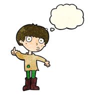 cartoon boy asking question with thought bubble N5