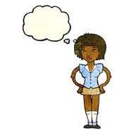 cartoon woman with hands on hips thought bubble N67