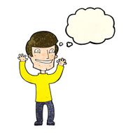 cartoon excited man with thought bubble N22