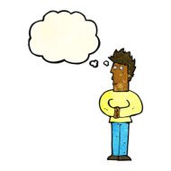 cartoon nervous man with thought bubble N43
