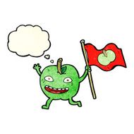 cartoon apple with flag thought bubble N4