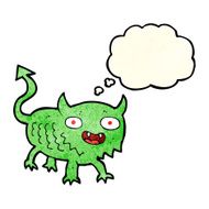 cartoon little demon with thought bubble N10