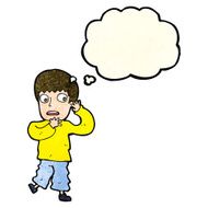 cartoon frightened boy with thought bubble N6