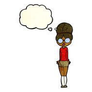 cartoon librarian woman with thought bubble N4