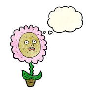 cartoon flower with face thought bubble N8