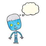 cartoon sad robot with thought bubble N4