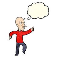 cartoon angry old man with thought bubble N44