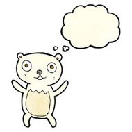 cartoon polar bear cub with thought bubble N17
