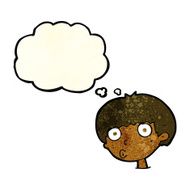 cartoon surprised boy with thought bubble N9