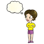 cartoon pretty woman with thought bubble N83