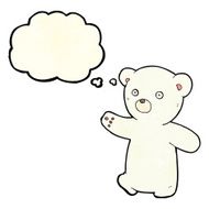 cartoon polar bear cub with thought bubble N19