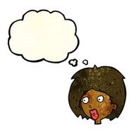cartoon woman looking with thought bubble N4