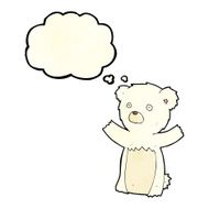 cartoon polar bear cub with thought bubble N20