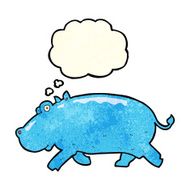 cartoon hippopotamus with thought bubble N3