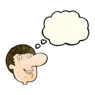 cartoon happy male face with thought bubble N7