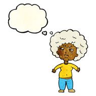 cartoon annoyed old woman with thought bubble N7