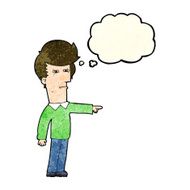 cartoon man blaming with thought bubble N3