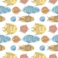 Fish vector seamless pattern N2