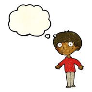 cartoon surprised boy with thought bubble N10