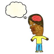 cartoon man with brain symbol thought bubble N7