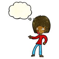 cartoon woman pointing with thought bubble N63