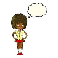 cartoon woman with hands on hips thought bubble N68