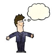cartoon happy man with thought bubble N138