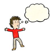 cartoon happy man with thought bubble N139
