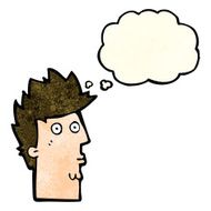 cartoon surprised face with thought bubble N7