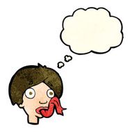 cartoon head sticking out tongue with thought bubble N4