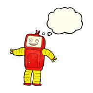 cartoon funny robot with thought bubble N27