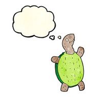 cartoon happy turtle with thought bubble N4