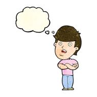 cartoon disappointed man with thought bubble N2