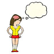 cartoon intelligent woman with thought bubble N6