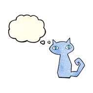 cartoon cat with thought bubble N13