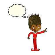 cartoon magic christmas elf with thought bubble N4