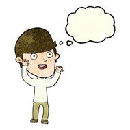 cartoon happy man with thought bubble N141
