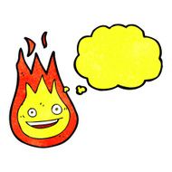 cartoon friendly fireball with thought bubble N7