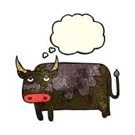 cartoon cow with thought bubble N14