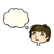 cartoon unhappy face with thought bubble N7