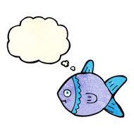cartoon fish with thought bubble N27