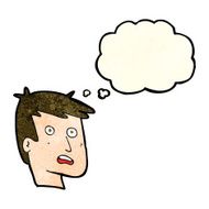 cartoon unhappy face with thought bubble N8