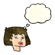 cartoon pretty female face with thought bubble N33