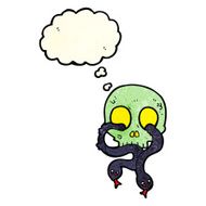 cartoon skull with snakes thought bubble N2