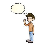 cartoon arrogant boy with thought bubble N3